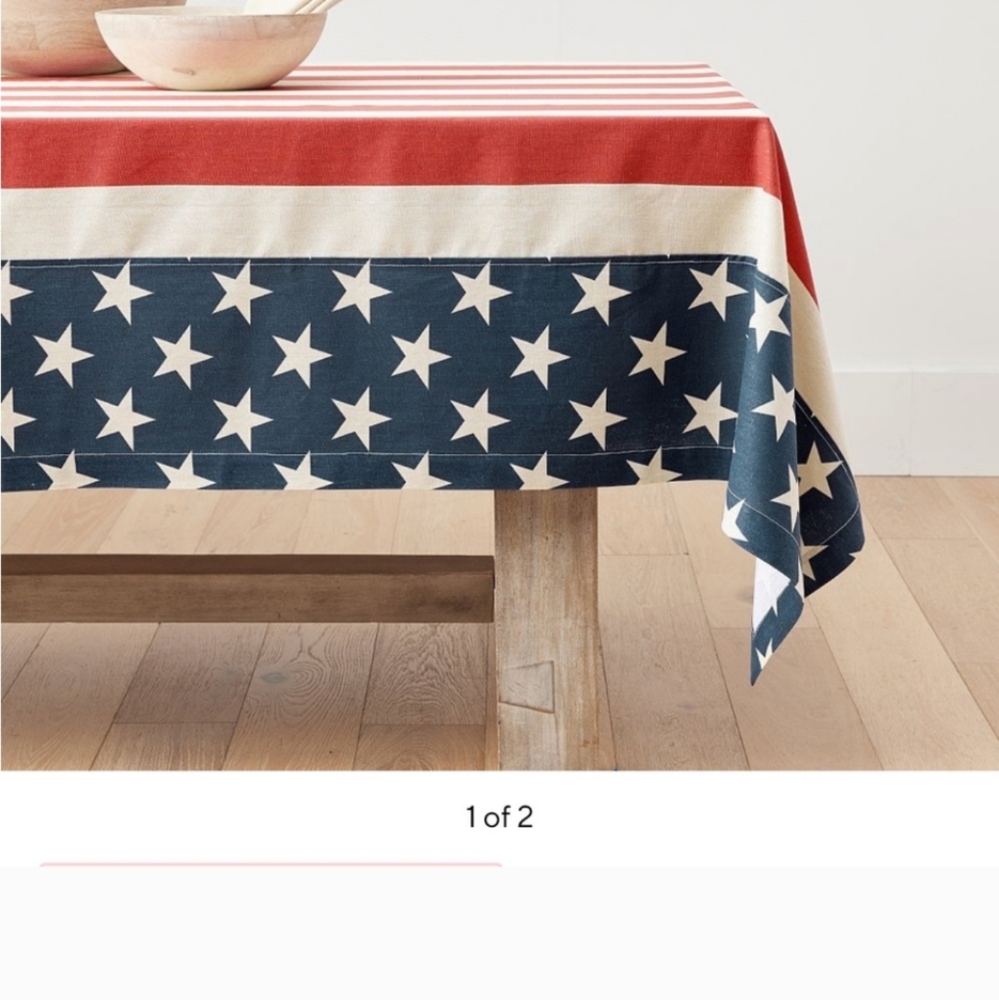 Pottery Barn American Flag Tablecloth, Like New